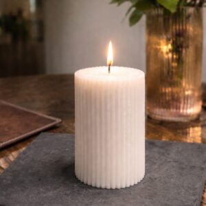 Ribbed Pillar Candle