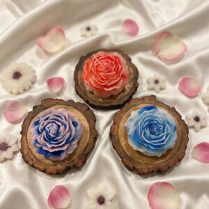 Peony on Wooden Base