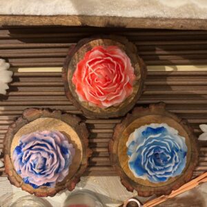 Peony on Wooden Base